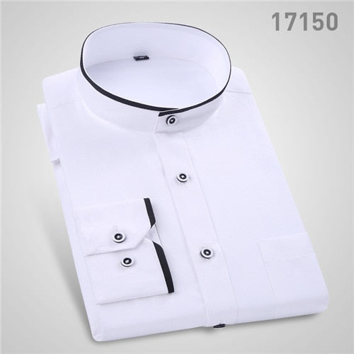 Fashion Stand Collar Long Sleeve Slim Fit soft comfortable men dress shirts