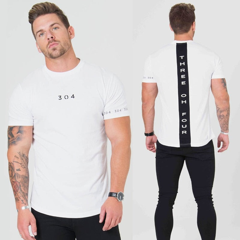 Men Cotton Short Sleeve T-shirt Fitness Slim Patchwork Black Shirt Male Brand