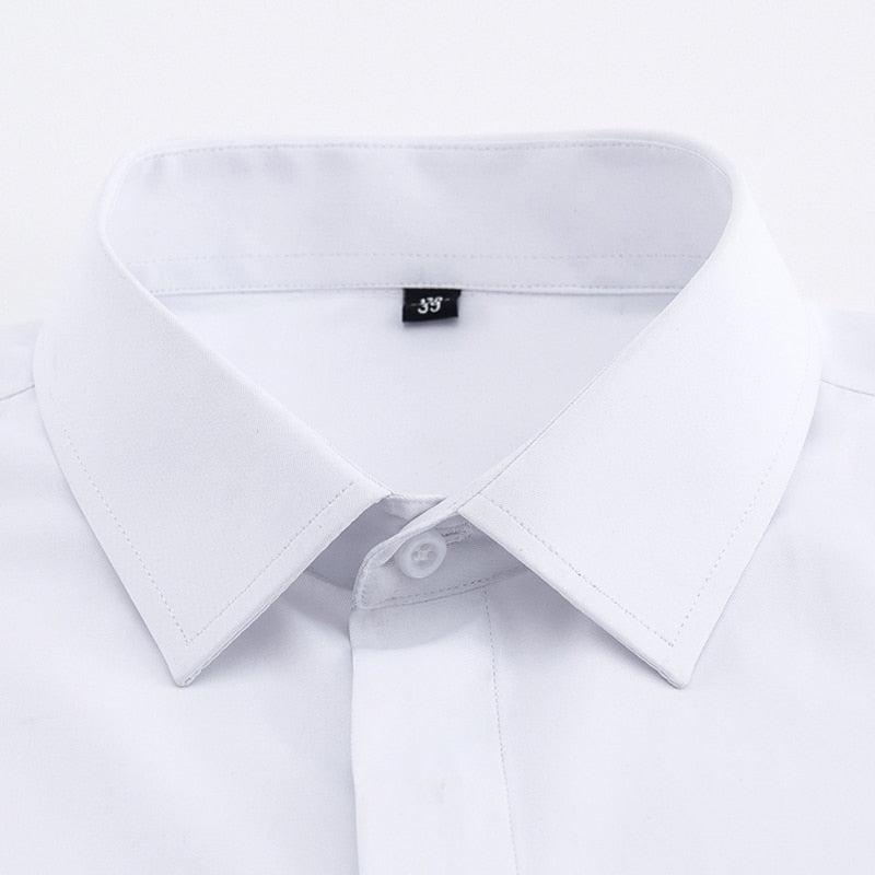 Men's Classic French Cuffs Solid Dress Shirt Covered Placket Formal Business