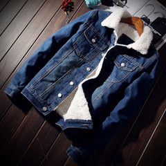 Winter Mens Denim Jackets Fashion Men Fleece Thick Warm Jeans Jacket Men