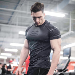 Compression Quick dry T-shirt Men Running Sport Skinny Short Tee Shirt Male