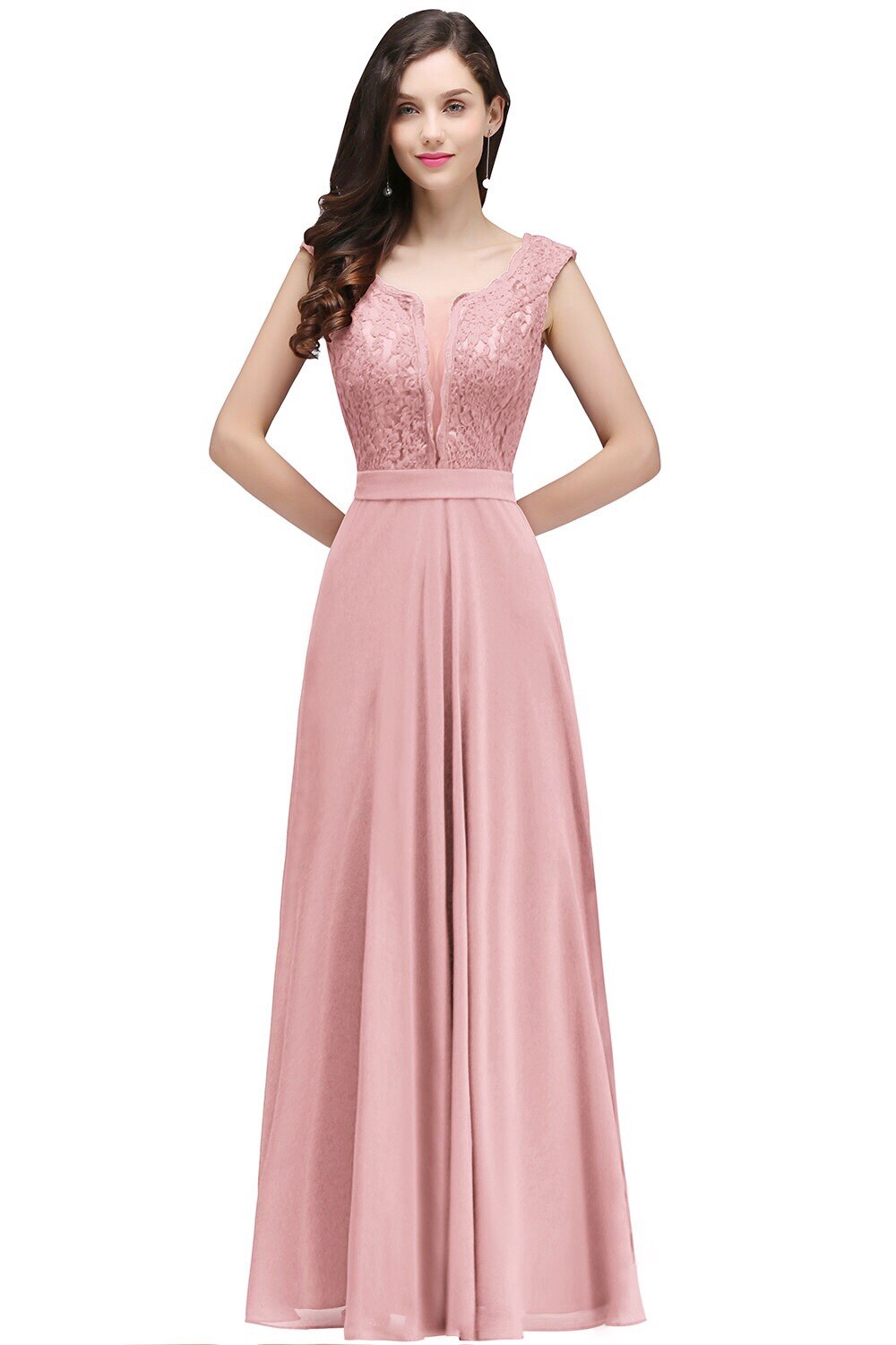 Homecoming Dresses: Long Prom Dresses Scoop Neck Lace Appliques A-Line