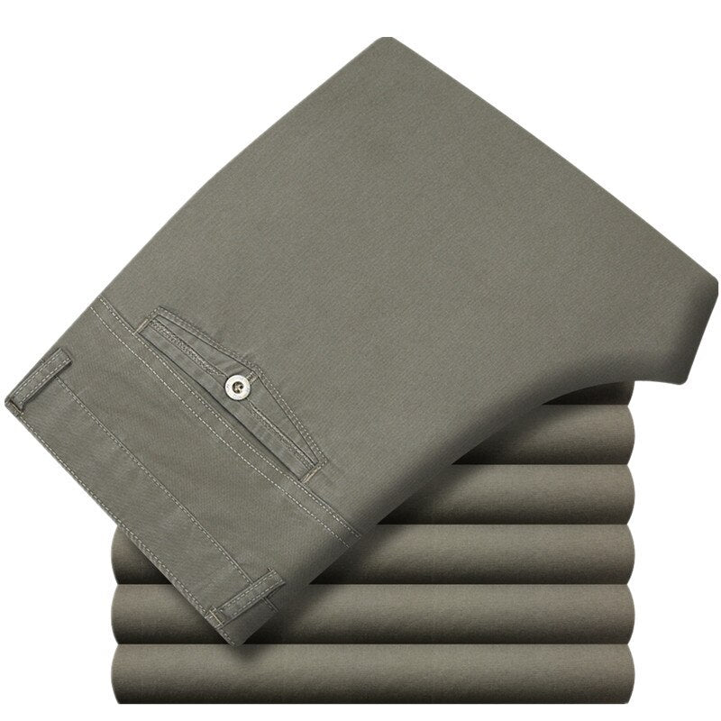 Spring Summer thin Suit Pants men middle-aged cotton slacks