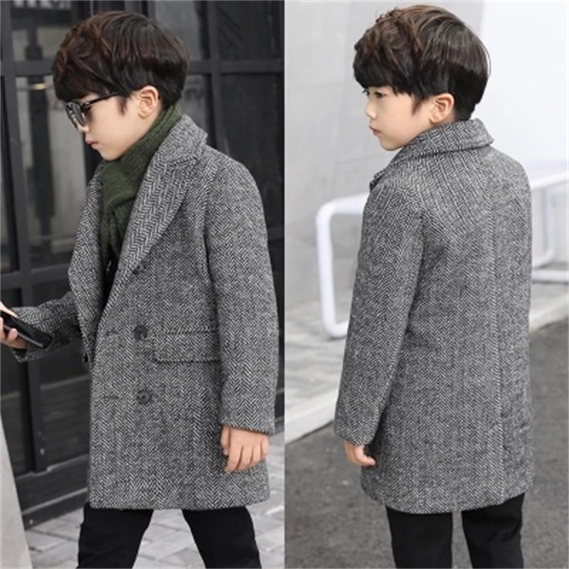 New 2018 Fashion lattice high quality Children Woolen Coat for Boys Hot Autumn Winter Fashion Buttons Kids Clothes Woolen coat