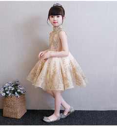 Dress Party Kids Pageant Gown Princess Wedding Dress Sleeveless