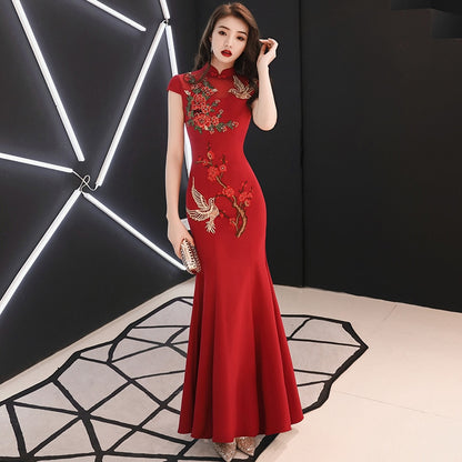 Embroidery Chinese Traditional Plus Size 3XL Vestidos Cheongsam Elegant Bride