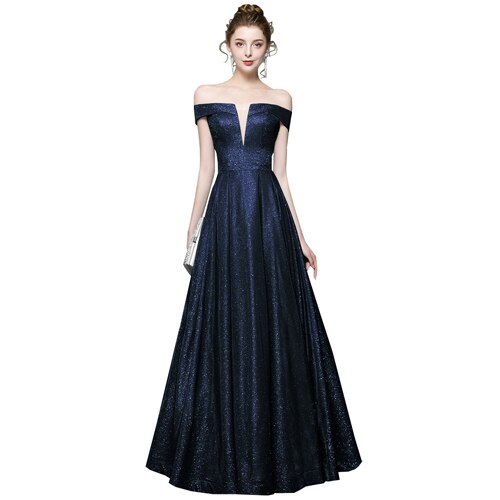Evening wear Dresses: V-Neck A Line Long Evening Dresses Party