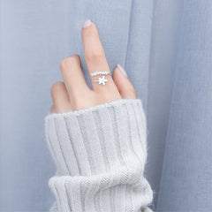 Fresh Flower Silver Color Temperament Personality Literary Fashion Gift Korean