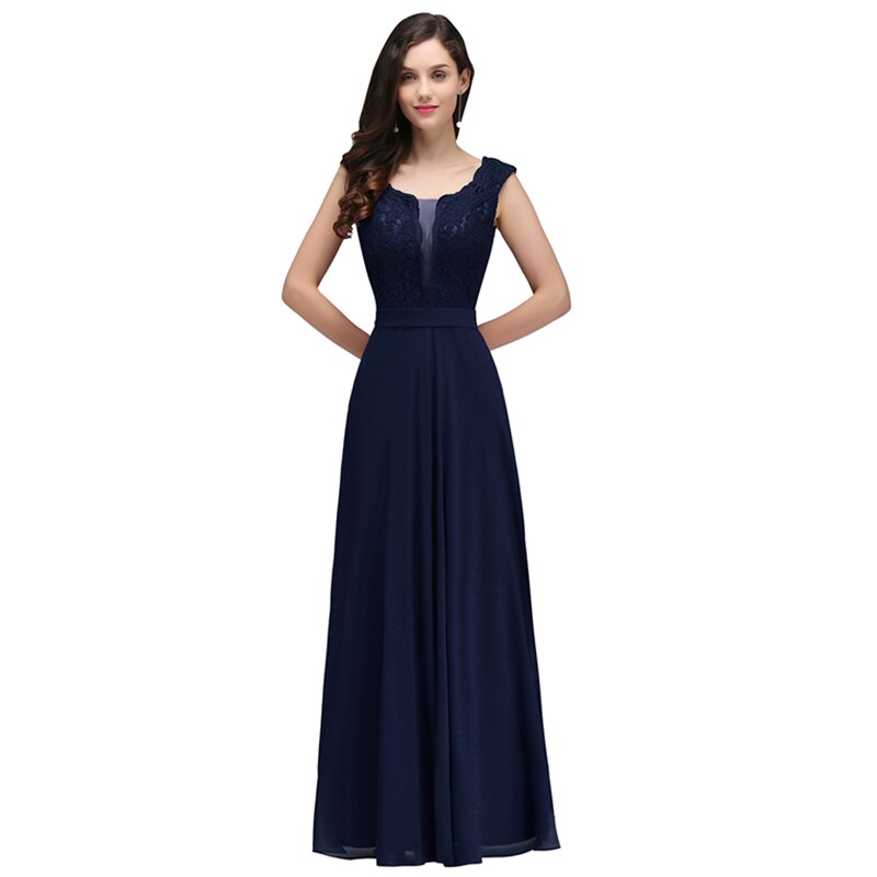 Homecoming Dresses: Long Prom Dresses Scoop Neck Lace Appliques A-Line