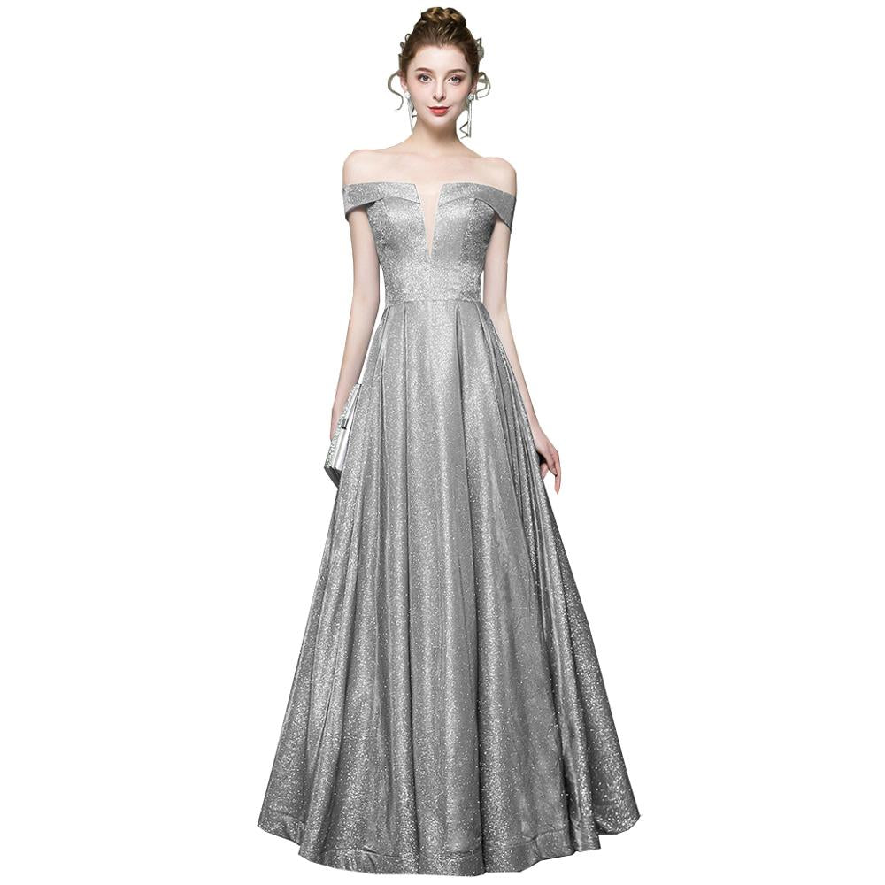 Evening wear Dresses: V-Neck A Line Long Evening Dresses Party