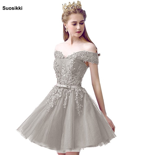 Homecoming Dresses: Red Lace Elegant Knee Length Prom Dresses Women
