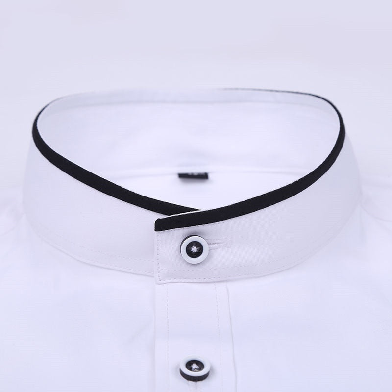 Fashion Stand Collar Long Sleeve Slim Fit soft comfortable men dress shirts
