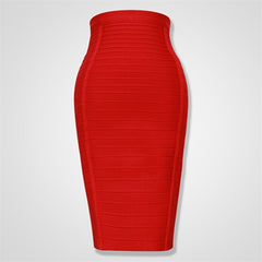 High Quality Black Red Blue Orange Zipper Bodycon Rayon Bandage Skirt Day Party