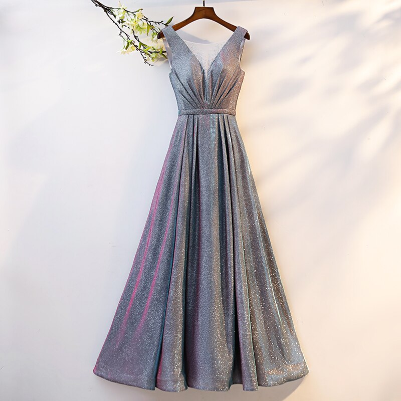 Homecoming Dresses: V Neck High Split Tulle Sleeveless Evening Gown A-Line Lace Up