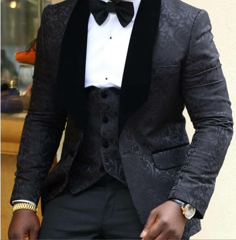 Tuxedo for Mens: Groomsmen Shawl Lapel Groom Tuxedos Red/White/Black Men Suits