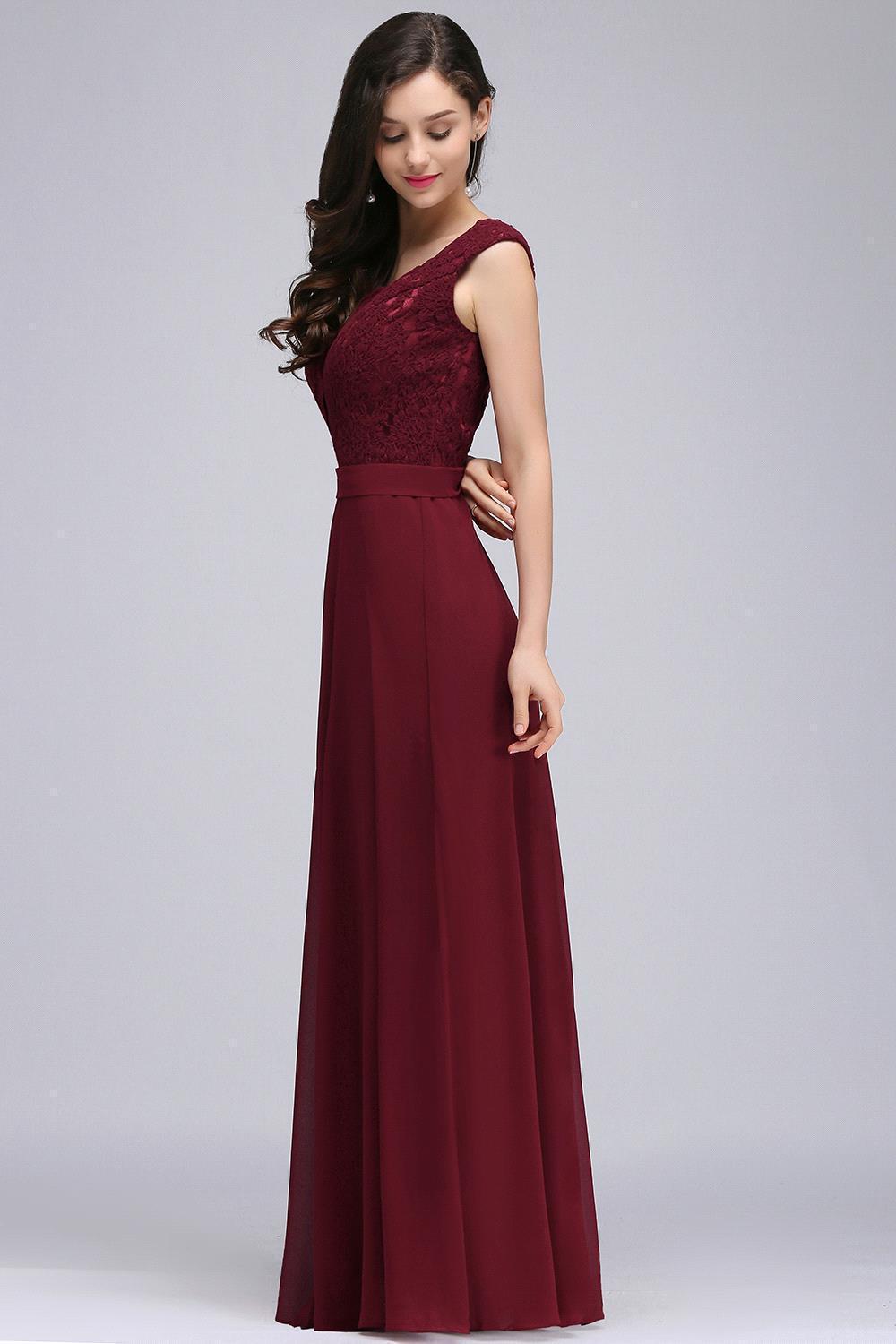 Homecoming Dresses: Long Prom Dresses Scoop Neck Lace Appliques A-Line