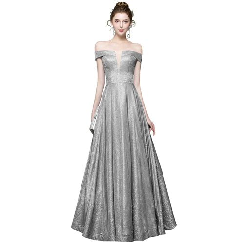 Evening wear Dresses: V-Neck A Line Long Evening Dresses Party