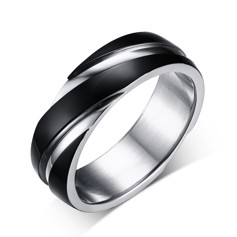 Wedding Ring for Women Men Stainless Steel Black Rose Gold Color