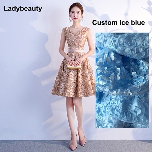 Homecoming Dresses: Short Prom Dresses V Neck Lace petals Formal