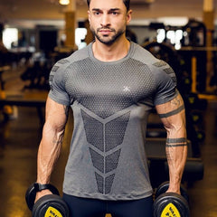 Compression Quick dry T-shirt Men Running Sport Skinny Short Tee Shirt Male