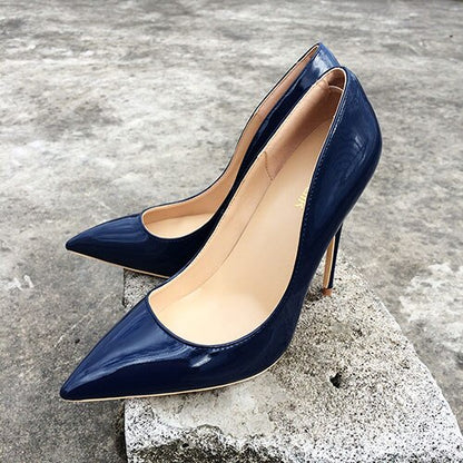 Italian Style Women Pointed Toe High Heels Gloss Patent Leather