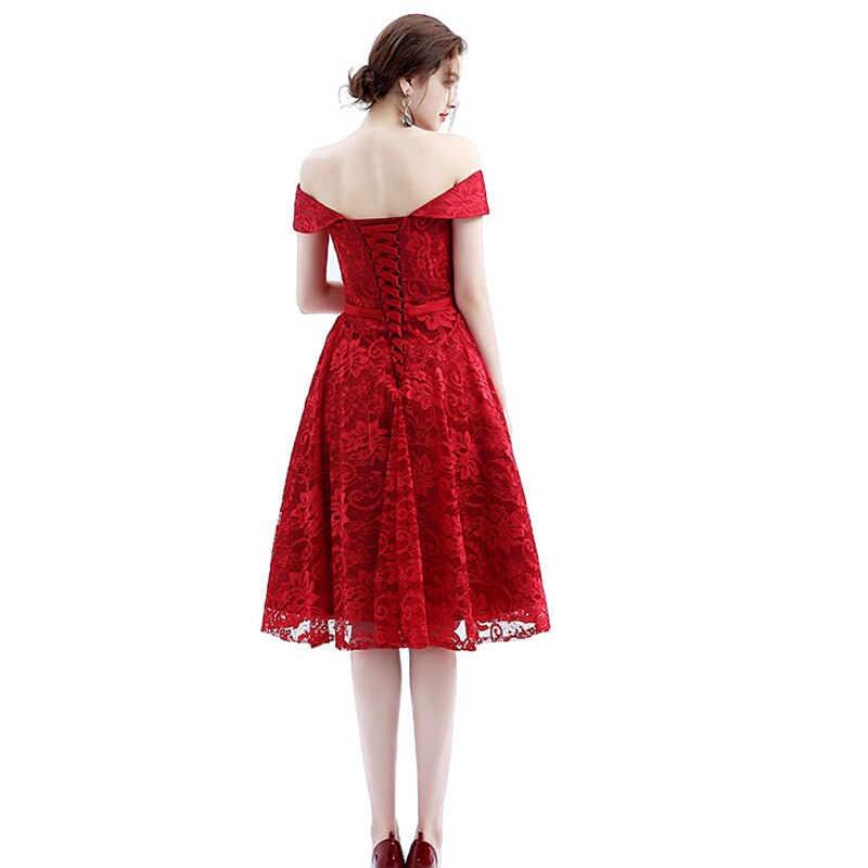 Homecoming Dresses: Prom Party Dress Evening Lace Dresses V-neck