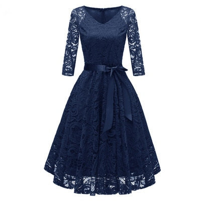 Homecoming Dresses: V-neck Bow Lace Short Bridesmaid Dresses wedding party dress