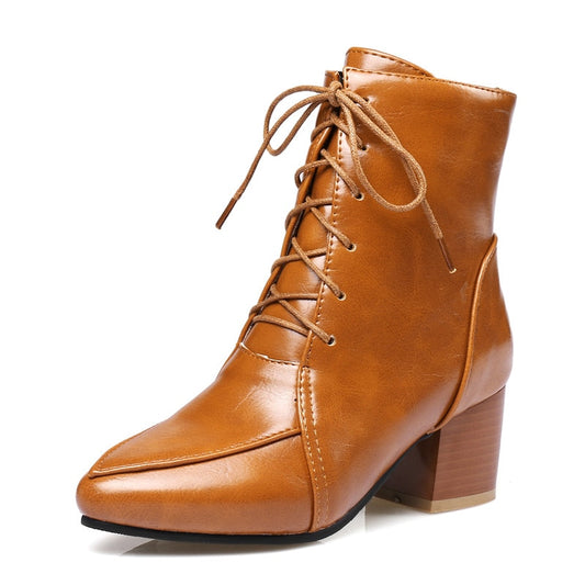 Winter Ankle Boots Pu Leather Women Boots Fashion Women Work