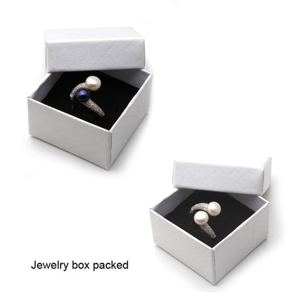 Real 925 Sterling Silver Double Pearl Rings Women,daughter gift bridal black pearl