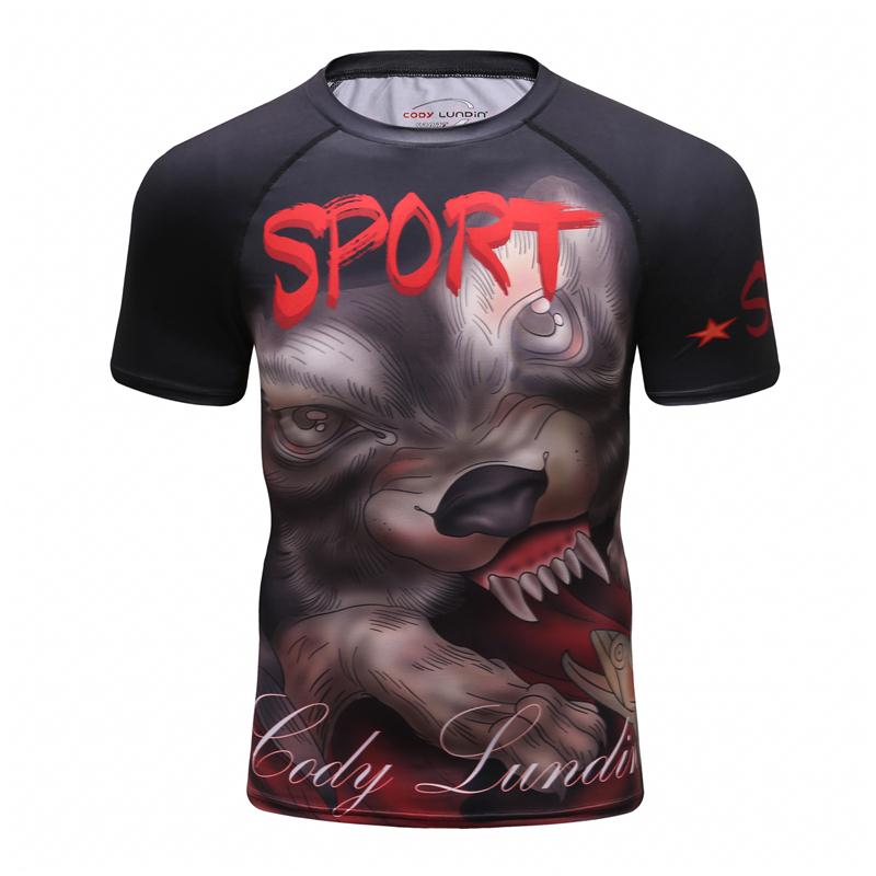 Men Fitness Compression O-Neck Training Tee Men Short Sleeves MMA Sports