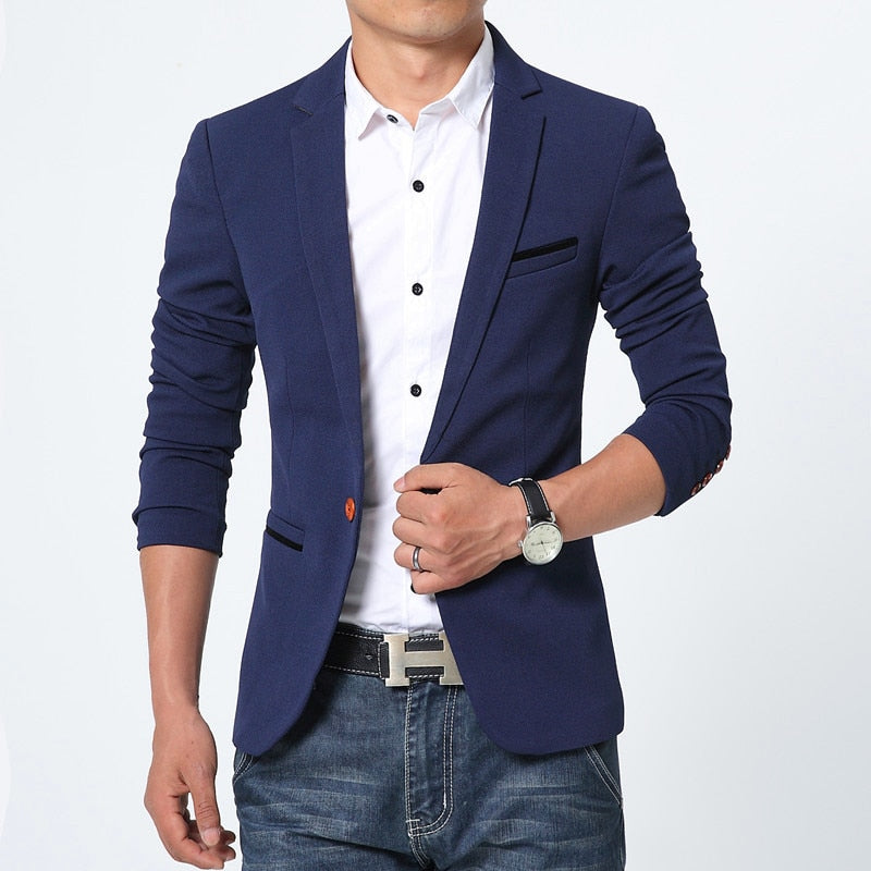 Men Blazer Spring Fashion Brand Slim Fit Men
