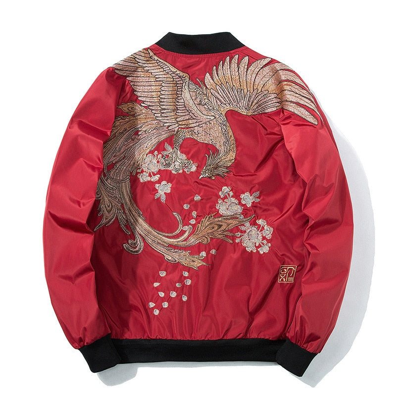 Spring Pilot Bomber Jacket  Men Women Bird Embroidery Baseball Jacket