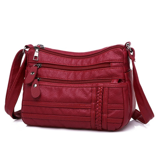 Fashion Women Bag Pu Soft Leather Shoulder Bag Multi-layer Crossbody Bag