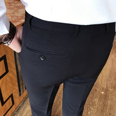 Men Suit Pants Solid Color Casual Business Dress Pants Slim