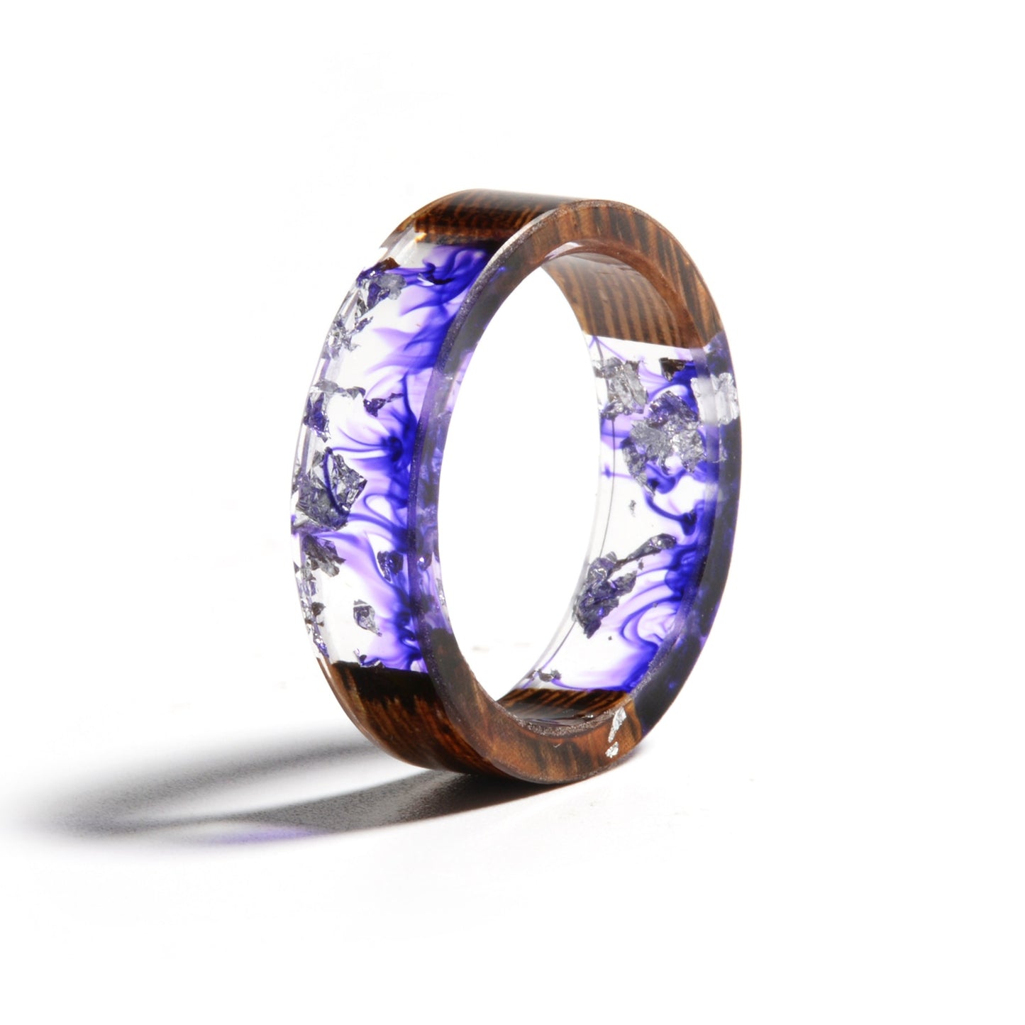 Wood Resin Ring Transparent Epoxy Resin Ring Fashion Handmade Dried Flower