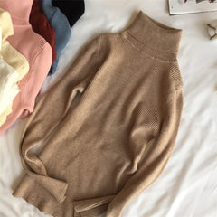 Winter Thick Sweater Women Knitted Ribbed Pullover Sweater Long Sleeve