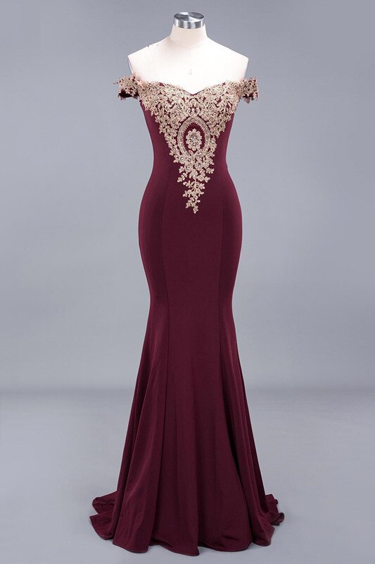 Burgundy Lace Mermaid Prom Dresses For Women Long Open Back