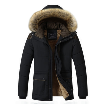 M-5XL Fur Collar Hooded Men Winter Jacket new Fashion Warm Wool Liner Man