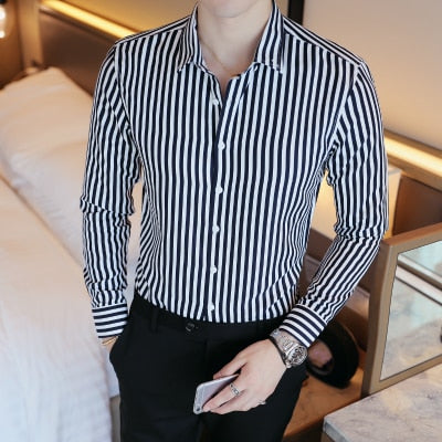 Business Men Shirt Brand Fashion Long Sleeve Dress Shirt for Men