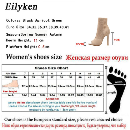 Womens Sock Ankle Boots Open Toe High Heels Fashion Ladies Pumps Pole Dancing Shoes Size 42