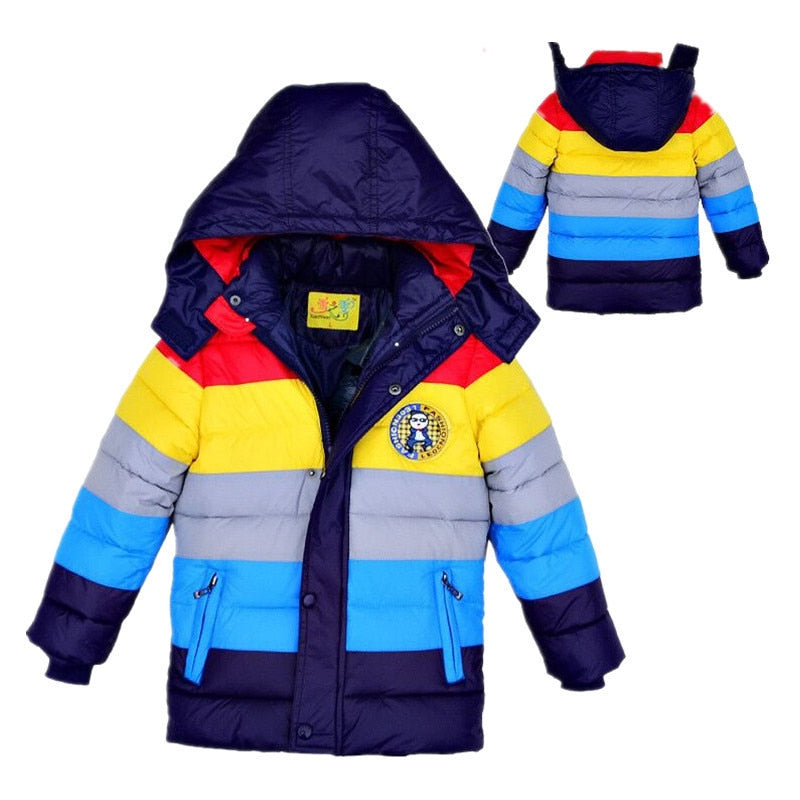 Infant Fashion Jackets Boys Stripe Winter Down Coat Baby Wear Kids Warm