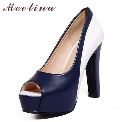 Meotina High Heels Shoes Women Platform Spike High Heel Office Lady Shoes