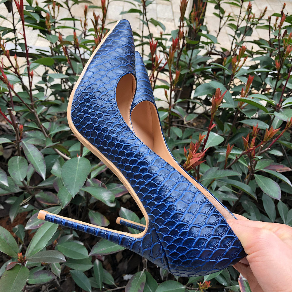 Sexy Women Snakeskin Embossed Extremely High Heel Party Shoes