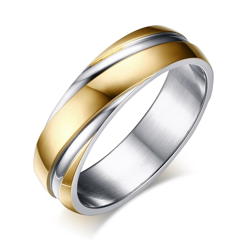 Wedding Ring for Women Men Stainless Steel Black Rose Gold Color