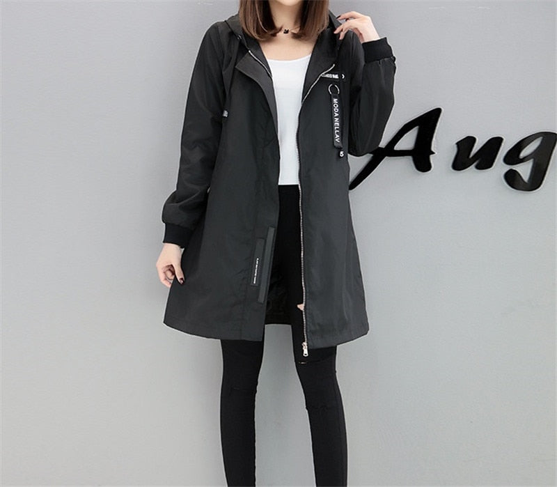 Trench Coat Womens Spring Autumn Hoodies Tops Slim Students Baseball