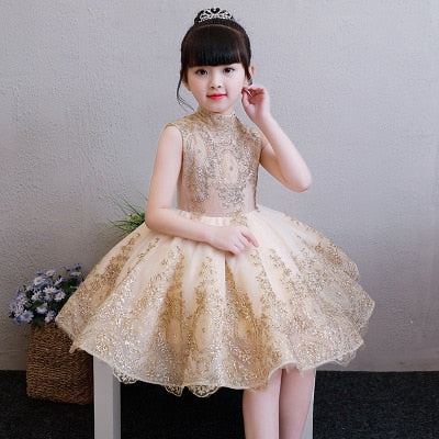 Dress Party Kids Pageant Gown Princess Wedding Dress Sleeveless