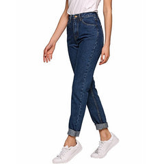 Vintage ladies boyfriend jeans for women mom high waisted jeans blue casual