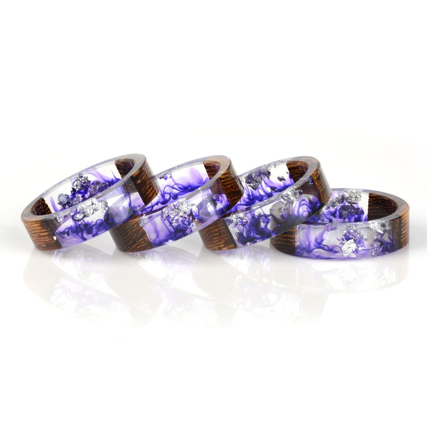 Wood Resin Ring Transparent Epoxy Resin Ring Fashion Handmade Dried Flower