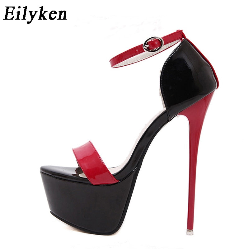 Women Sandals Sexy Pumps 16cm Women Heels Party Shoes Strappy Heels Red White Wedding shoes size 46