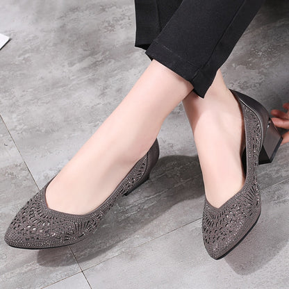 Summer Fashion Pumps Cut-outs Women Crystal Casual Ladies Shoes High Heels